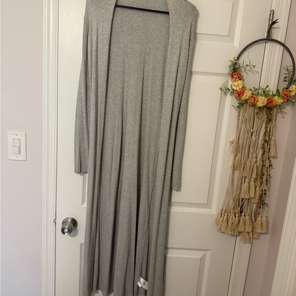 New express Long Gray Open Cardigan size small